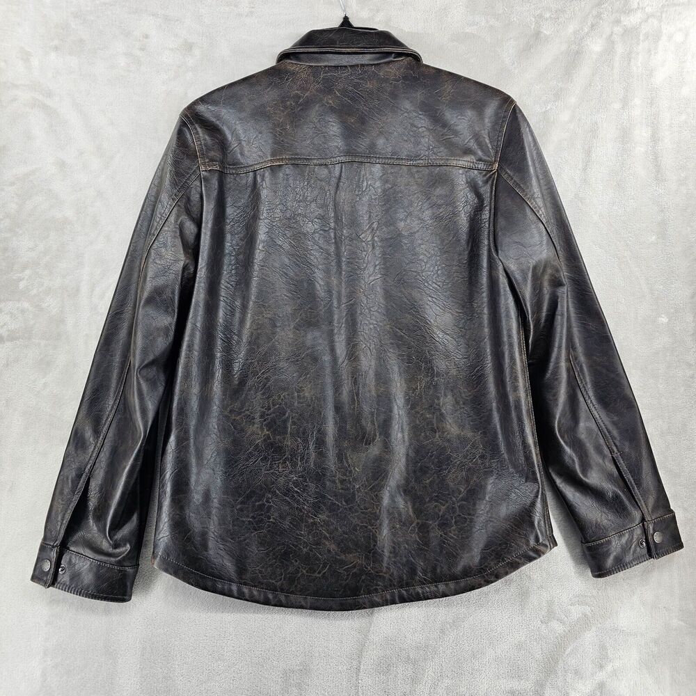 Levi's‎ Faux Leather Jacket Mens Medium Brown Trucker Moto Coat - Picture 7 of 7
